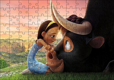 Cakapuzzle  Boğa Ferdinand ve Kız Puzzle Yapboz MDF Ahşap