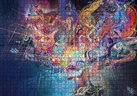 Cakapuzzle  Dijital Soyut Hayal Gördüren Resim Puzzle Yapboz MDF Ahşap