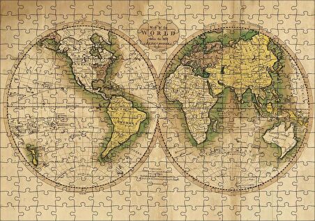 Cakapuzzle  Dünya Haritası Görseli Puzzle Yapboz MDF Ahşap