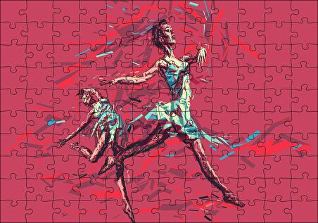 Cakapuzzle  Hareketli Balerin Djital Sanat Resmi Puzzle Yapboz MDF Ahşap