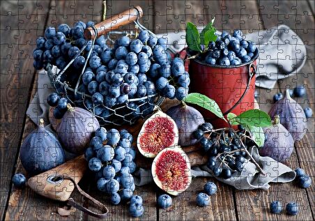 Cakapuzzle  Kara Üzüm Yabanmersini ve İncir Puzzle Yapboz MDF Ahşap