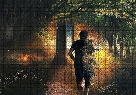Cakapuzzle  Ormandaki Fantastik Kapı ve Adam Puzzle Yapboz MDF Ahşap