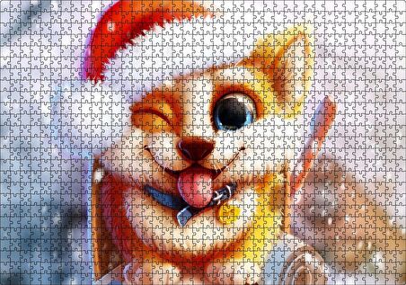 Cakapuzzle  Posta Kutusunun Üzerindeki Köpek ve Karlar Puzzle Yapboz MDF Ahşap