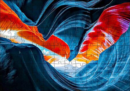 Cakapuzzle  Turuncu Mavi Kanyon Görseli Gerçeküstü Resim Puzzle Yapboz MDF Ahşap