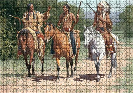 Cakapuzzle  Avcı Kızılderili Görseli Puzzle Yapboz MDF Ahşap