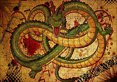 Cakapuzzle  Çince Mitoloji Yılan Shenron Görseli Puzzle Yapboz MDF Ahşap