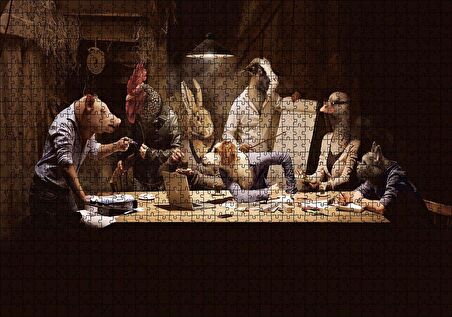 Cakapuzzle  Fantastik Çiftlik Hayvan Toplantısı Görseli Puzzle Yapboz MDF Ahşap