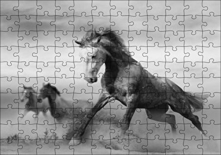 Cakapuzzle  Fırtınada Koşan Atlar Görseli Puzzle Yapboz MDF Ahşap