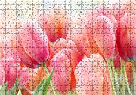 Cakapuzzle  Pembe Laleler Görseli Puzzle Yapboz MDF Ahşap