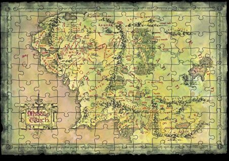 Cakapuzzle  Yeşil Renk Mordur Orta Düya Haritası Görseli Puzzle Yapboz MDF Ahşap