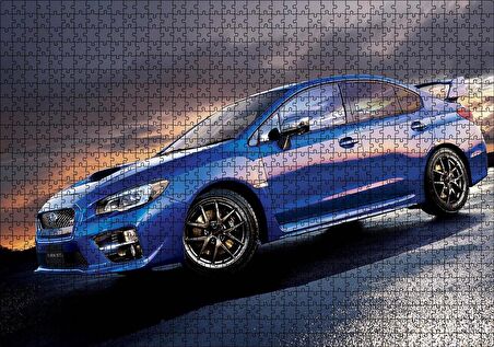 Cakapuzzle  Mavi Subaru STI ve Bulutlu Gökler Puzzle Yapboz MDF Ahşap