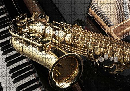 Cakapuzzle  Piyano ve Saksafon Yakın Plan Puzzle Yapboz MDF Ahşap