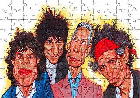 Cakapuzzle  Rolling Stones Karikatürize Puzzle Yapboz MDF Ahşap