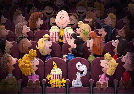 Cakapuzzle  Snoopy ve Arkadaşları Sinemada Puzzle Yapboz MDF Ahşap