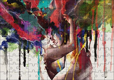 Cakapuzzle  Romantik Çift Suluboya Efektli Puzzle Yapboz MDF Ahşap