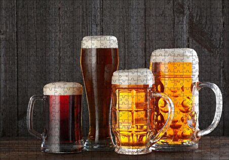 Cakapuzzle Büyük Bardaklarda Köpüklü Biralar Puzzle Yapboz MDF Ahşap