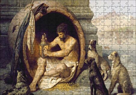 Cakapuzzle Fıçının İçindeki Diogenes ve Köpekler Puzzle Yapboz MDF Ahşap