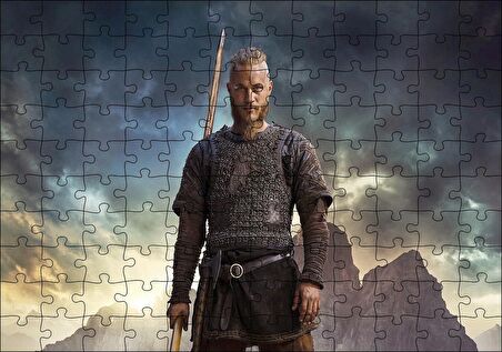 Cakapuzzle Vikingler Kayalıklar ve Bulutlu Ragnar Lodbrok Puzzle Yapboz MDF Ahşap