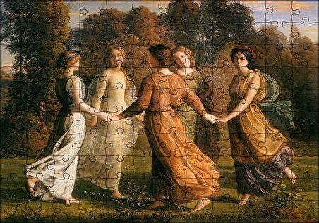 Cakapuzzle Louis Janmot Bahçede Çember Halindeki Genç Kızlar Puzzle Yapboz MDF Ahşap