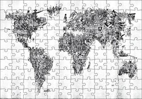 Cakapuzzle Halklardan Oluşan Dünya Haritası Puzzle Yapboz MDF Ahşap