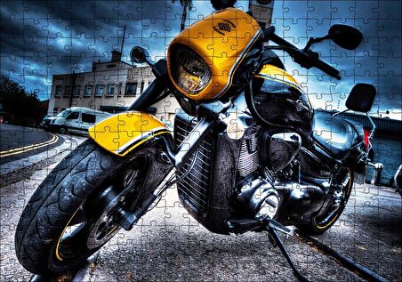Cakapuzzle Harley Davidson Sarı Siyah Cruiser Motorsiklet Puzzle Yapboz MDF Ahşap