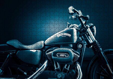 Cakapuzzle Harley Davidson Siyah Klasik Karanlık Mod Puzzle Yapboz MDF Ahşap