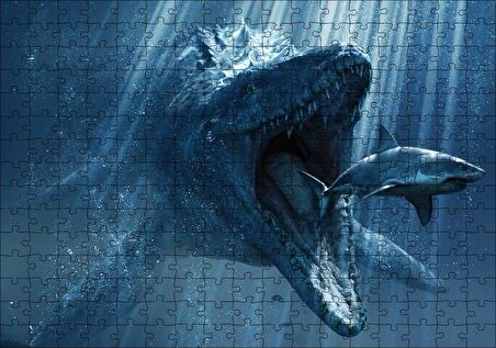 Cakapuzzle Jurassic World Megalodon ve Büyük Beyaz Köpek Balığı Puzzle Yapboz MDF Ahşap