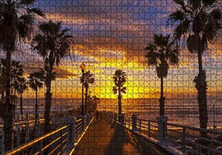 Cakapuzzle Kaliforniya San Diego Okyanusta Günbatımı ve Bulutlar Puzzle Yapboz MDF Ahşap