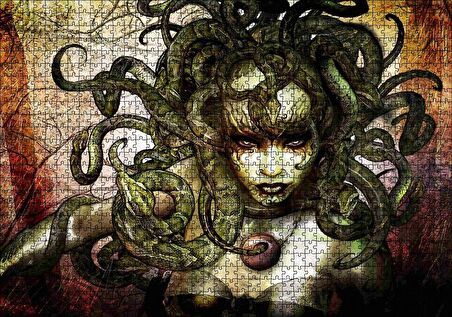 Cakapuzzle Medusa Yılan Saçlı Kadın Puzzle Yapboz MDF Ahşap