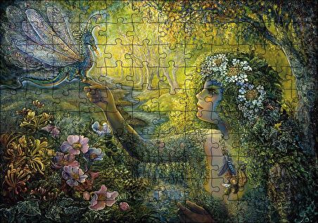 Cakapuzzle Orman Kız ve Bebek Ejderha Mistik Tablo Puzzle Yapboz MDF Ahşap