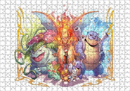 Cakapuzzle Pikaçu Tüm Karakterler Dijital Çizim Puzzle Yapboz MDF Ahşap