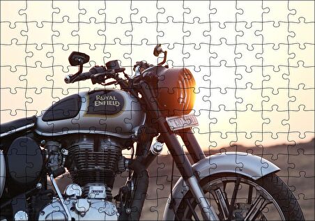Cakapuzzle Royal Enfield Siyah Gri Motorsiklet Puzzle Yapboz MDF Ahşap