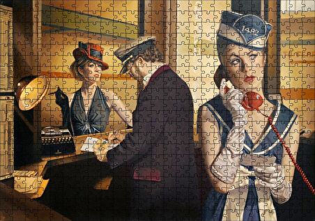 Cakapuzzle Bilet Gişesi ve Birinci Sınıf Yolcu Puzzle Yapboz MDF Ahşap