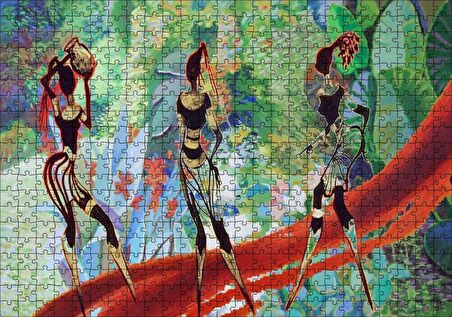 Cakapuzzle 3 Afrikalı Kadın Silüeti ve Renkler Puzzle Yapboz MDF Ahşap