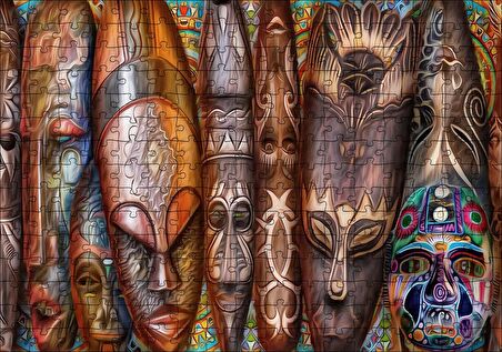 Cakapuzzle Afrika Kıtası Kültürü Kompozisyon Puzzle Yapboz MDF Ahşap