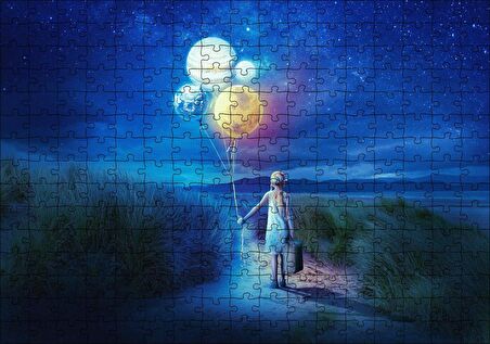 Cakapuzzle Bir Elinde Valiz Diğerinde Dünyalar Puzzle Yapboz MDF Ahşap