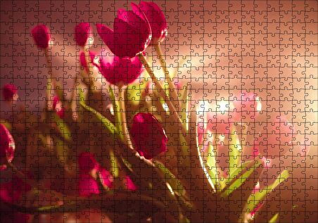 Cakapuzzle Kırmızı Laleler ve Güneş Işıkları Puzzle Yapboz MDF Ahşap