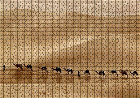 Cakapuzzle Libya Çölünde Deve Kervanı Puzzle Yapboz MDF Ahşap