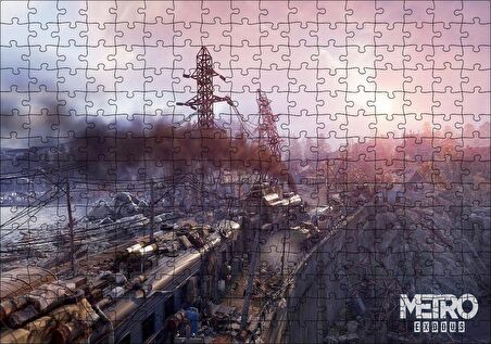 Cakapuzzle Metro Exodus Buharlı Tren ve Harabe Şehir Puzzle Yapboz MDF Ahşap