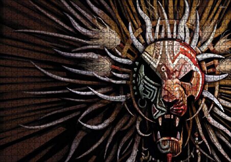 Cakapuzzle Tribal Aslan Kafası Maske Puzzle Yapboz MDF Ahşap