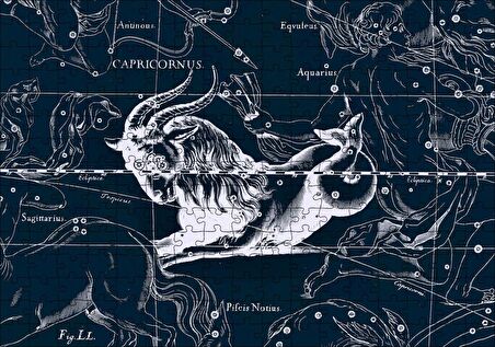 Cakapuzzle Koç Burcu Görseli Siyah Beyaz Puzzle Yapboz MDF Ahşap