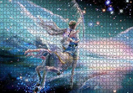 Cakapuzzle Perisi ve Yay Burcu Görseli Puzzle Yapboz MDF Ahşap