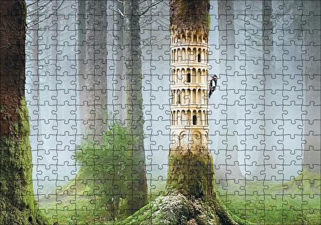 Cakapuzzle Ağaçkakan ve Antik Roma Sütun Benzetmesi Puzzle Yapboz MDF Ahşap