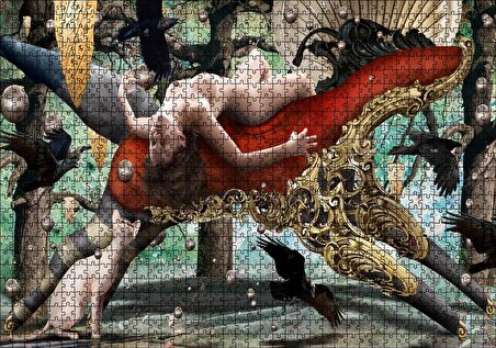 Cakapuzzle At Şeklindeki Tahtta Çıplak Genç Kadın Puzzle Yapboz MDF Ahşap