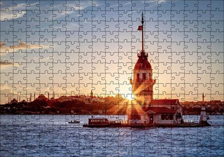 Cakapuzzle Boğaz Kız Kulesi ve Günbatımı Puzzle Yapboz MDF Ahşap