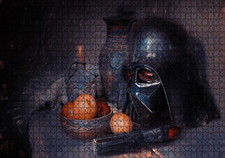 Cakapuzzle Darth Vader Kaskı Işın Kılıcı ve Meyveler Puzzle Yapboz MDF Ahşap