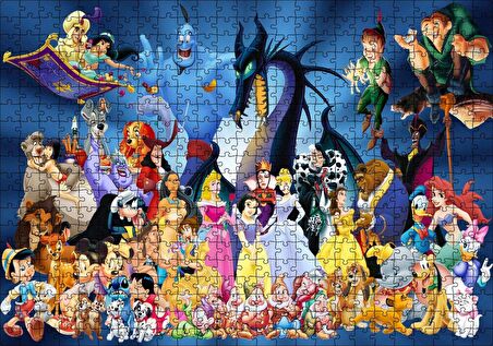 Cakapuzzle Disney Masal Kahramanları Bir Arada Puzzle Yapboz MDF Ahşap