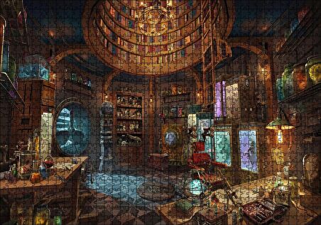 Cakapuzzle Geçmişteki Laburatuvar Sanat Görseli Puzzle Yapboz MDF Ahşap