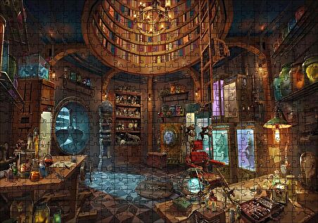 Cakapuzzle Geçmişteki Laburatuvar Sanat Görseli Puzzle Yapboz MDF Ahşap