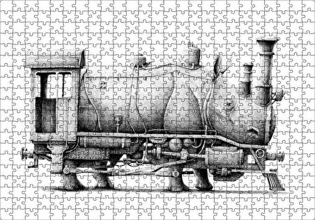 Cakapuzzle Gergedan ve Lokomotif Karışımı Kara Kalem Puzzle Yapboz MDF Ahşap